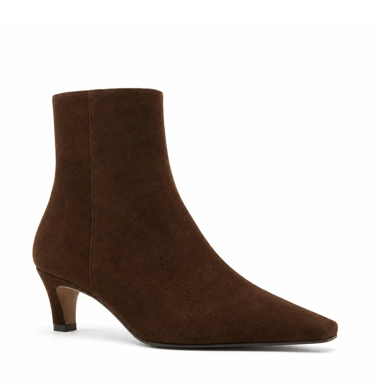 Bev Suede Heeled Bootie in Brunette