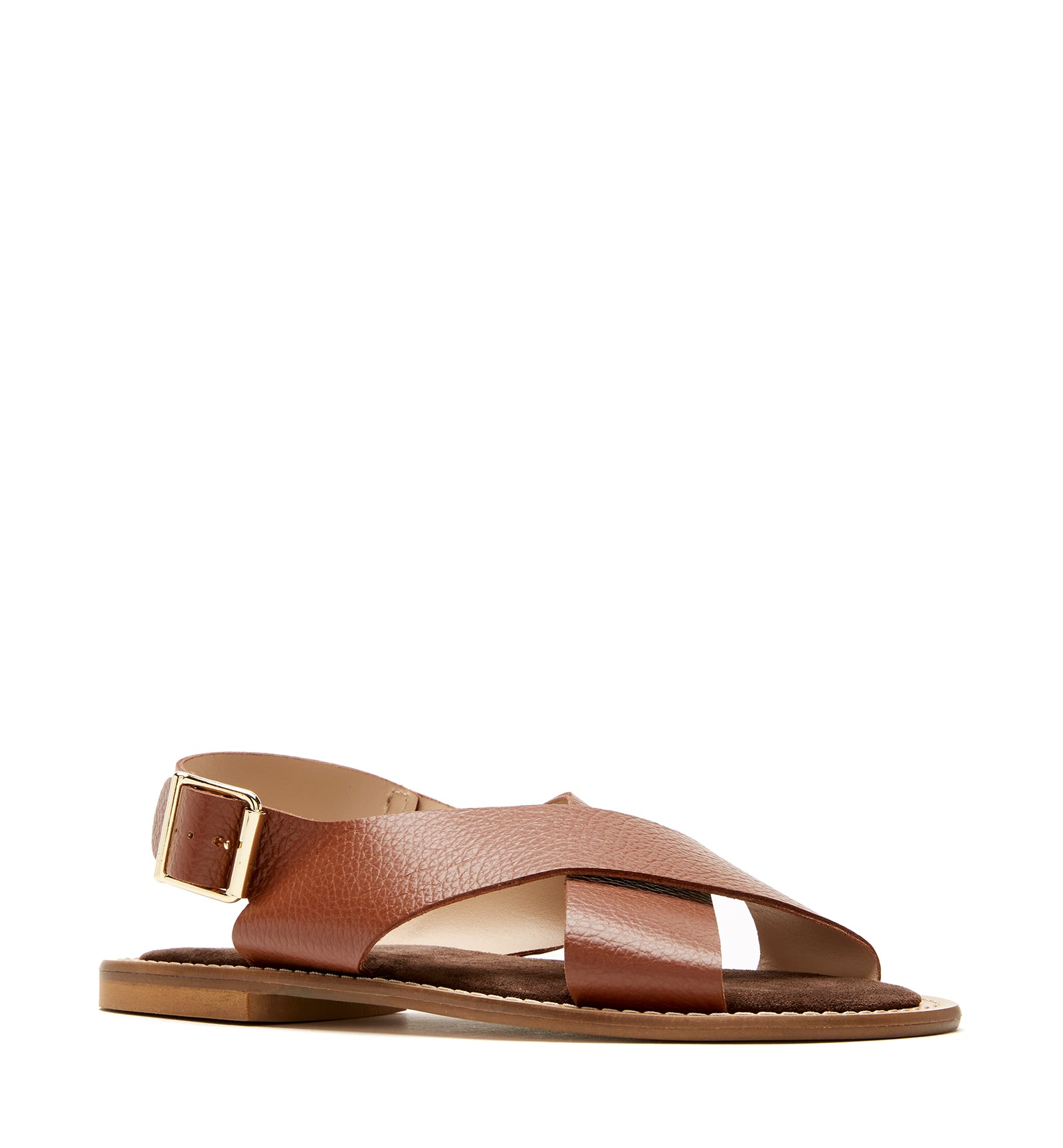 Freeda Leather Sandal in Caramel Pebble