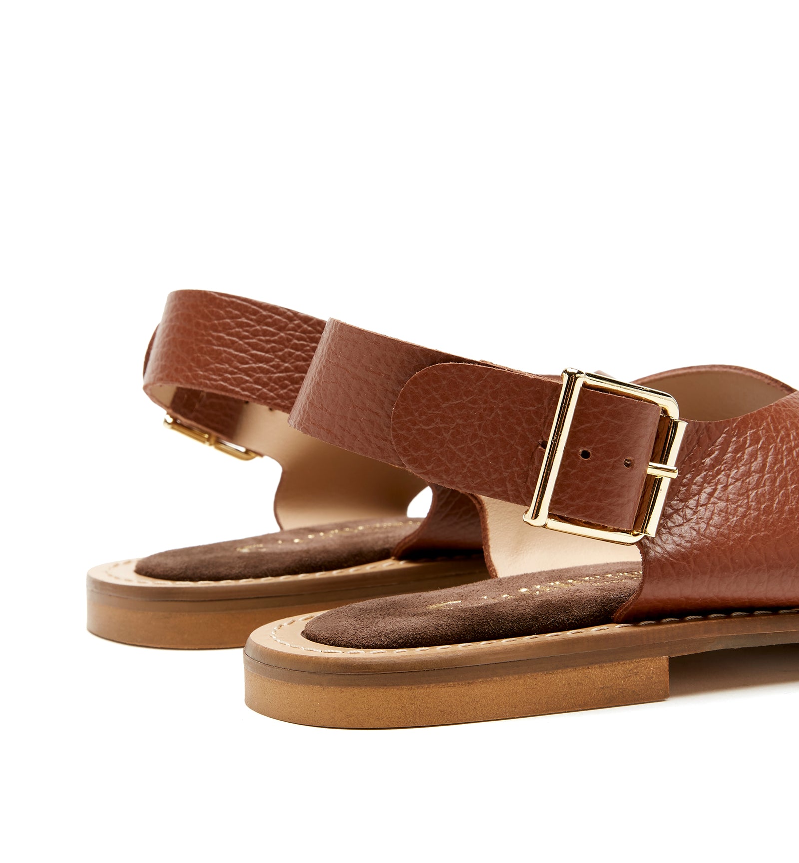 Freeda Leather Sandal in Caramel Pebble