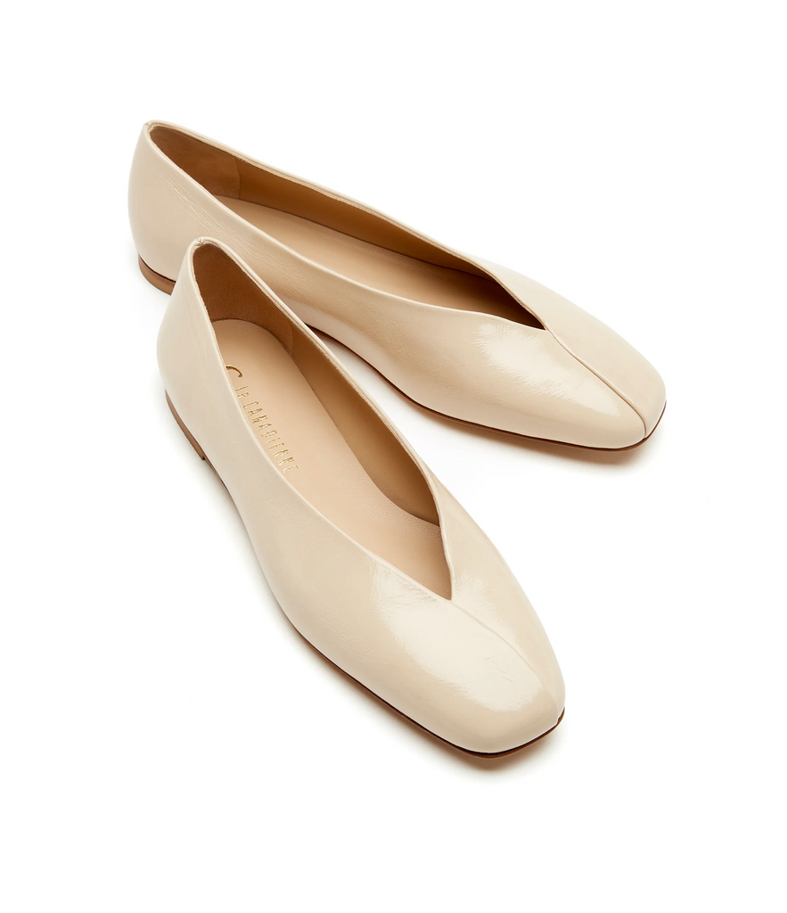 Jersey Leather Flat in Beige