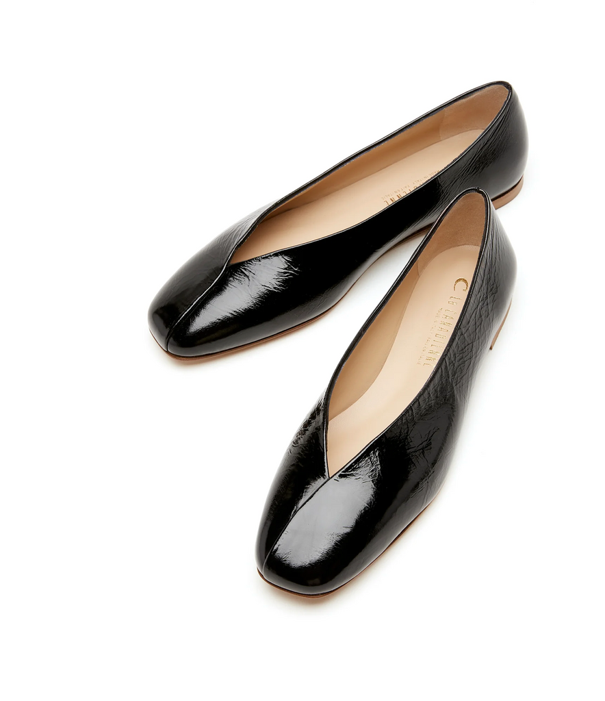 Jersey Leather Flat in Black