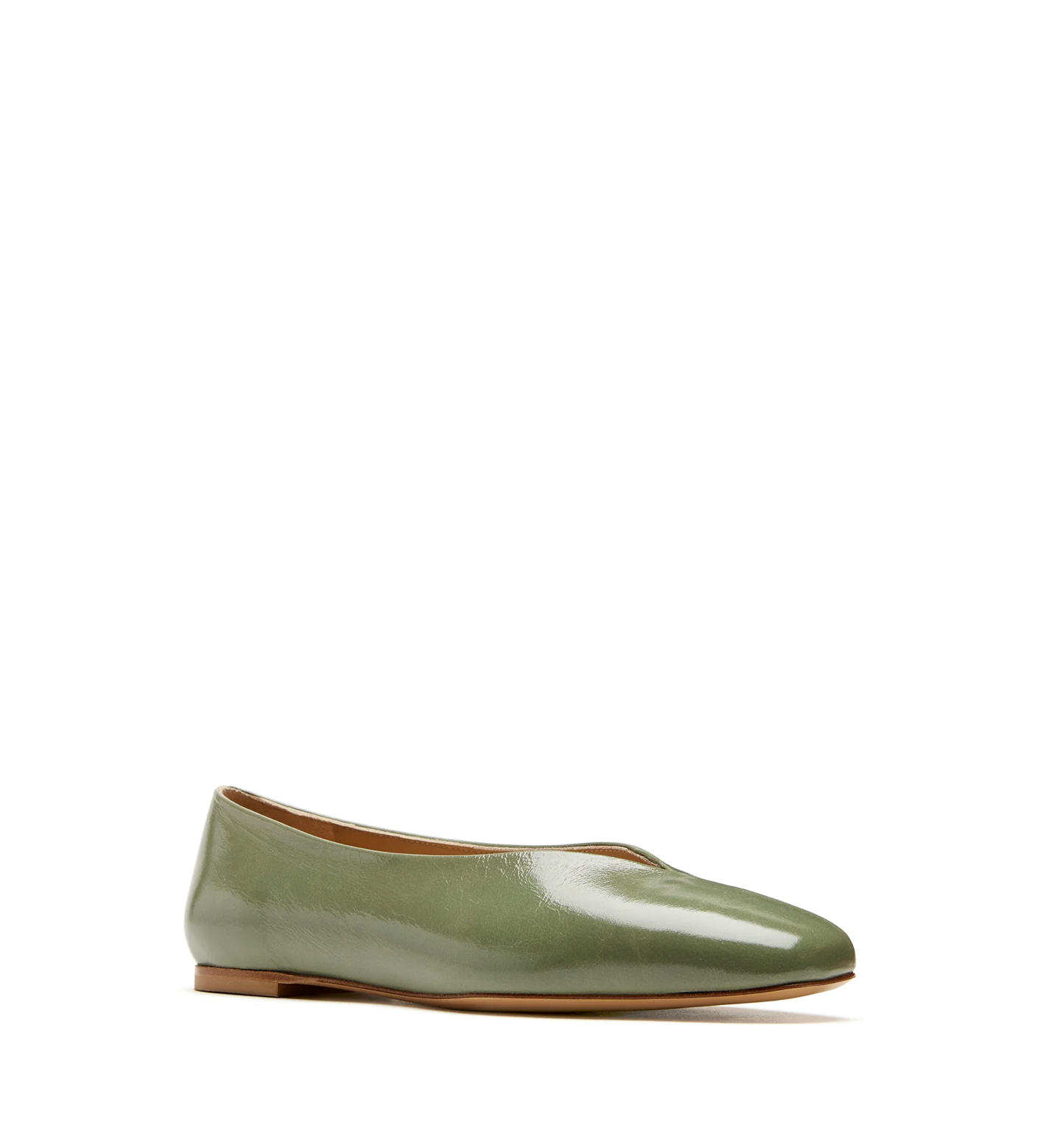 Jersey Leather Flat in Sage
