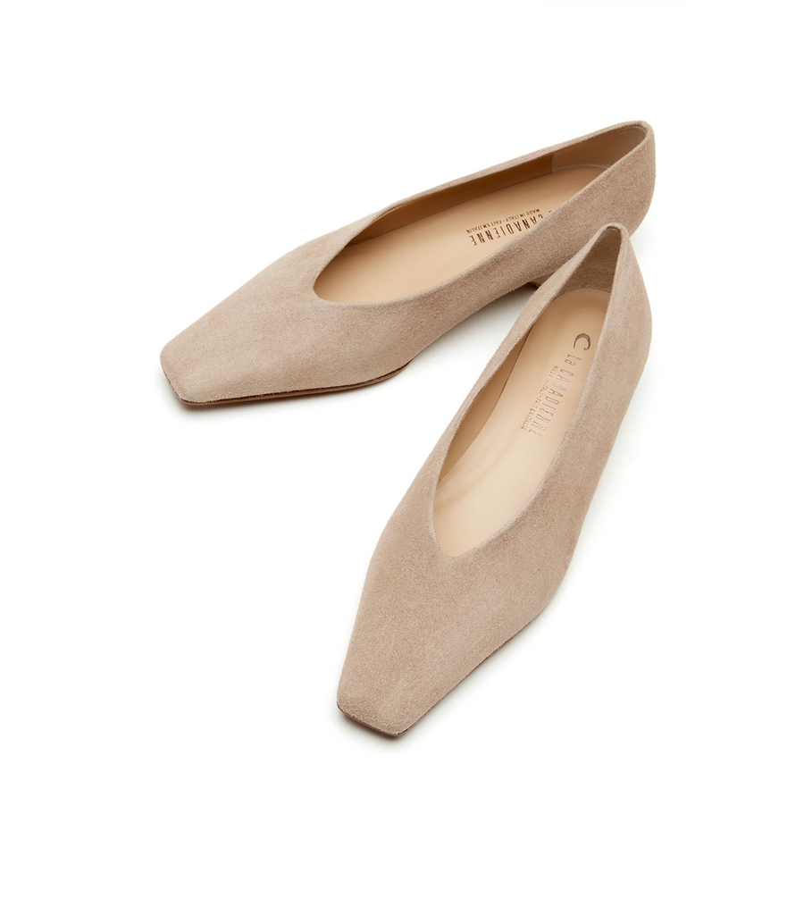 Jonas Suede Flat in Stone