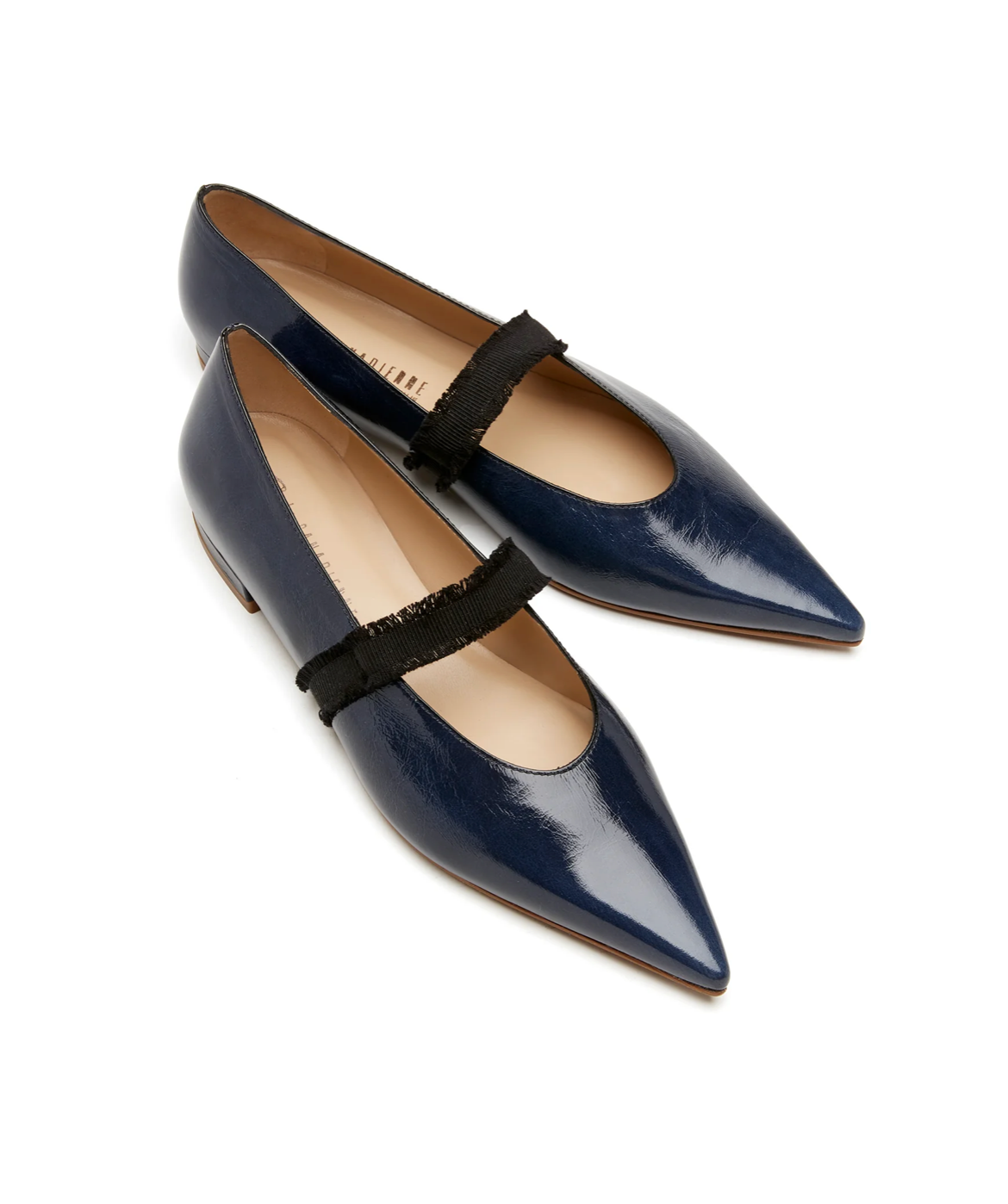 Journey Crushed Leather Flat in Navy