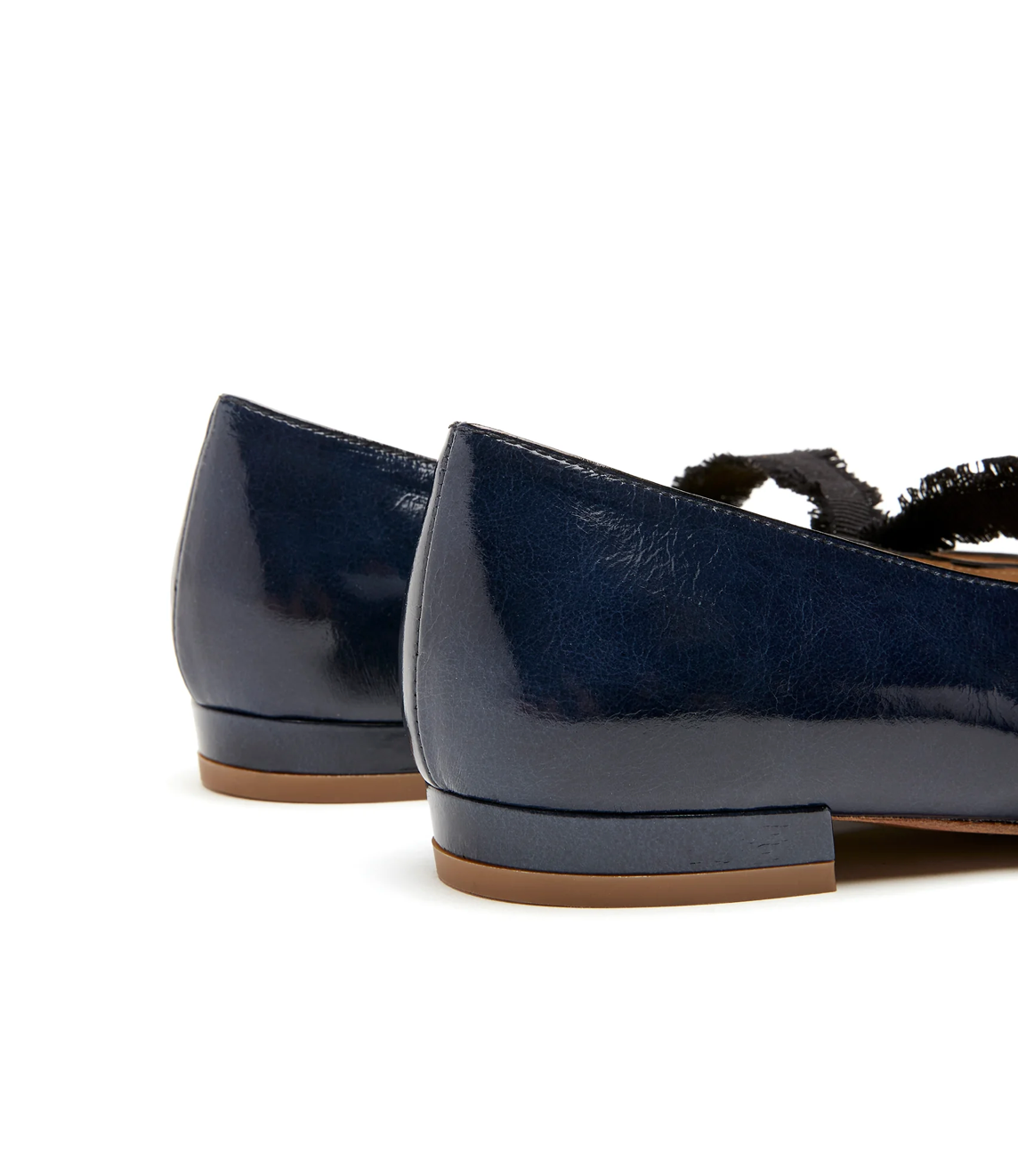 Journey Crushed Leather Flat in Navy