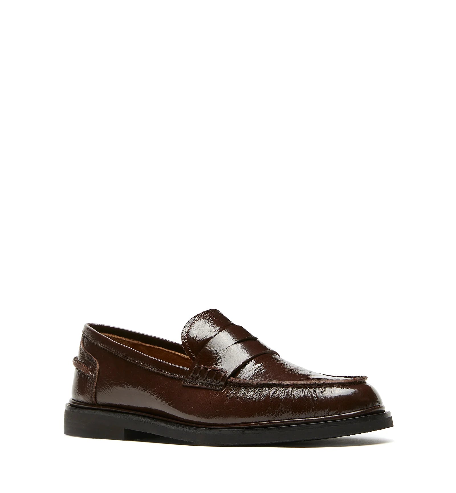 Magnet Crushed Leather Loafer in Brown