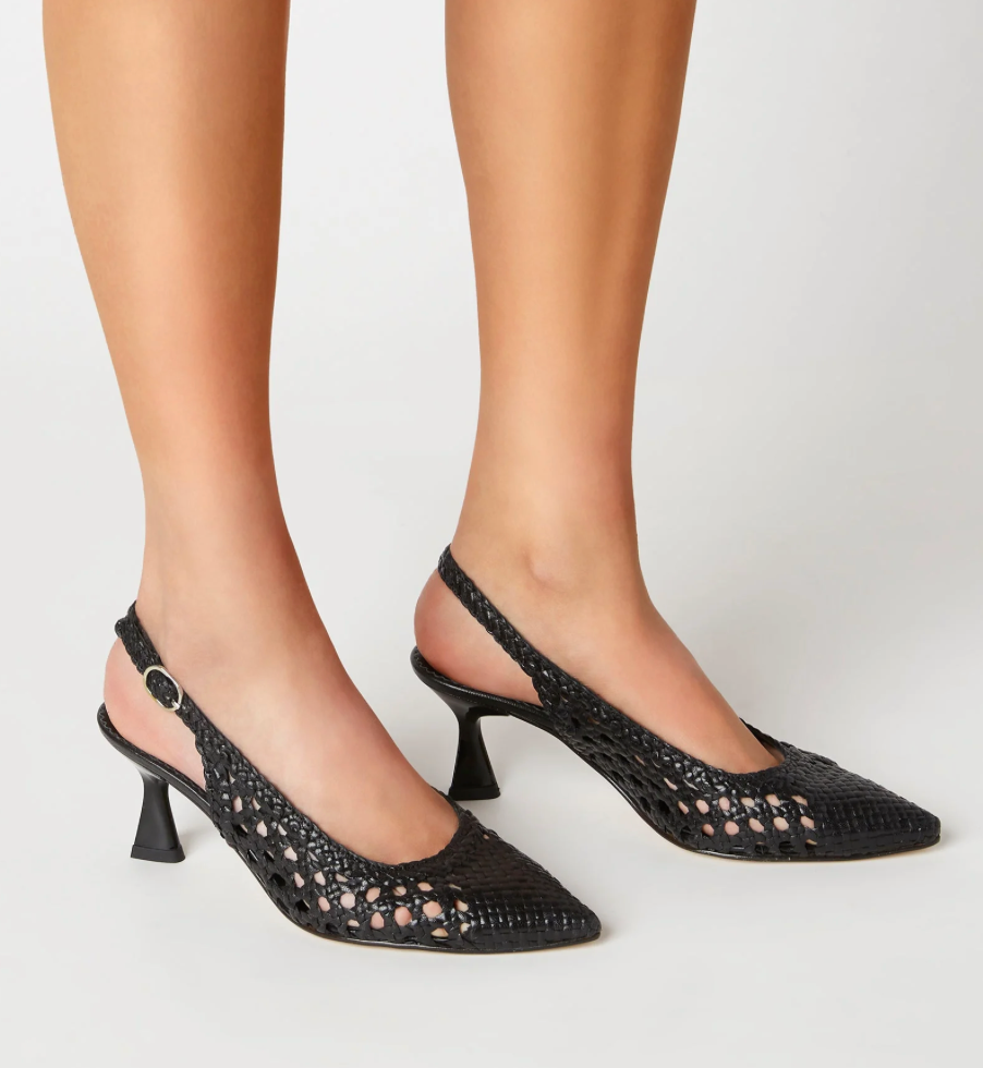 Pump Slingback Woven Leather Pump in Black