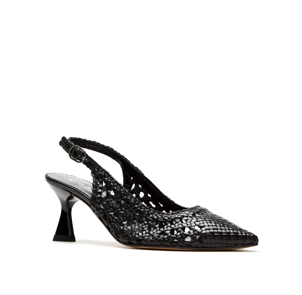 Pump Slingback Woven Leather Pump in Black