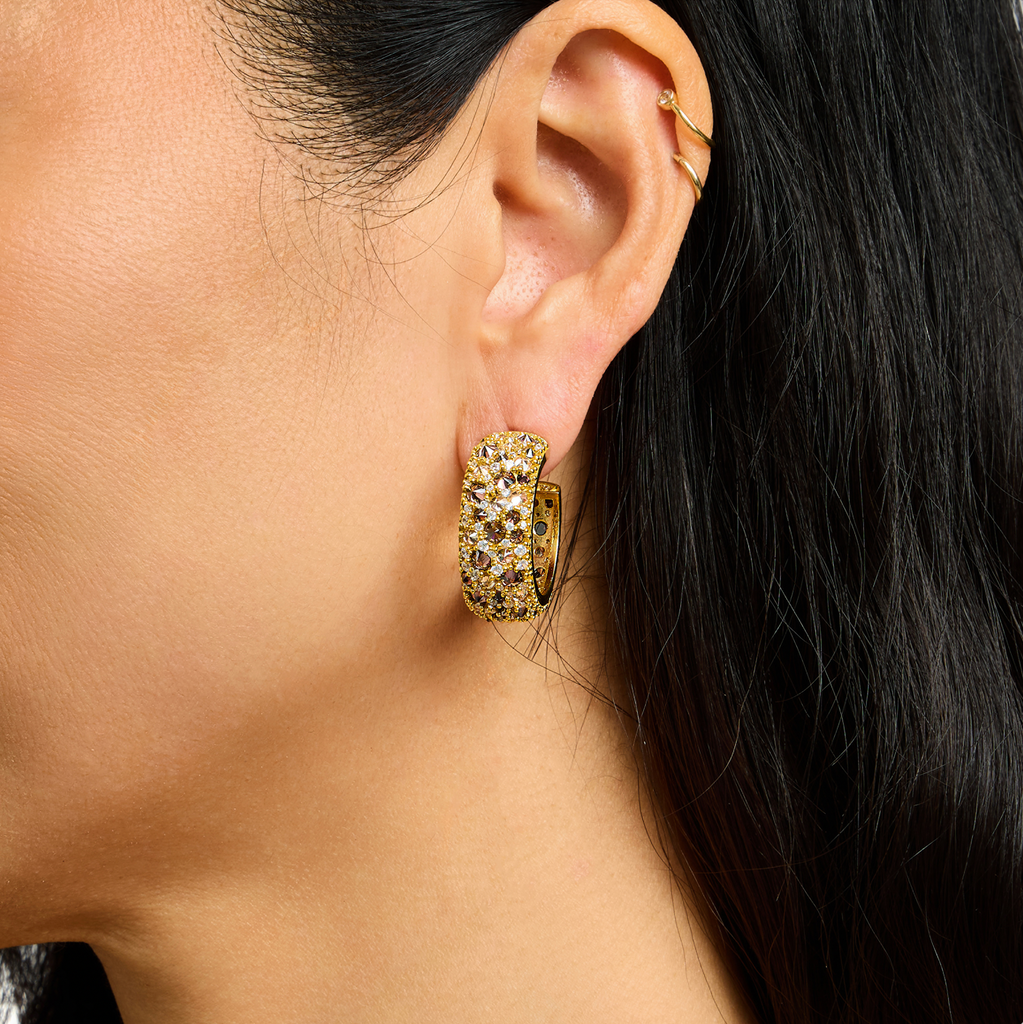 Leary Hoop in Gold and Leopard Crystals