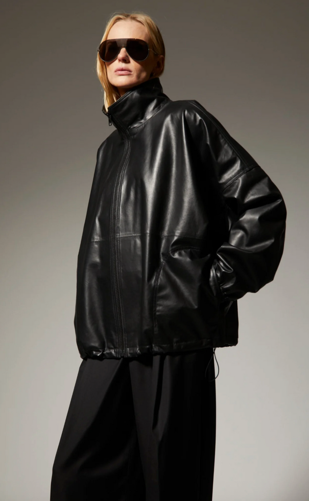 Leather Anorak in Black