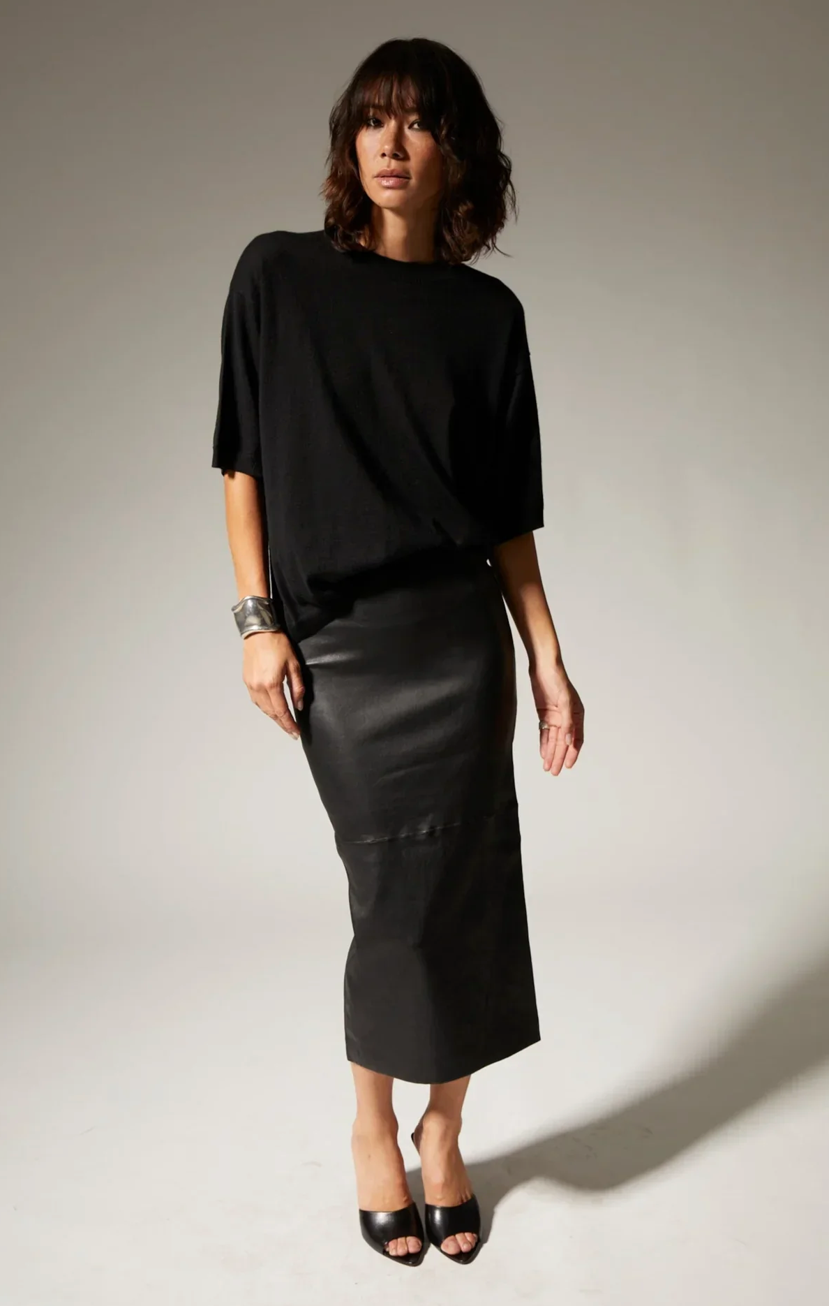 Leather Tube Skirt in Black