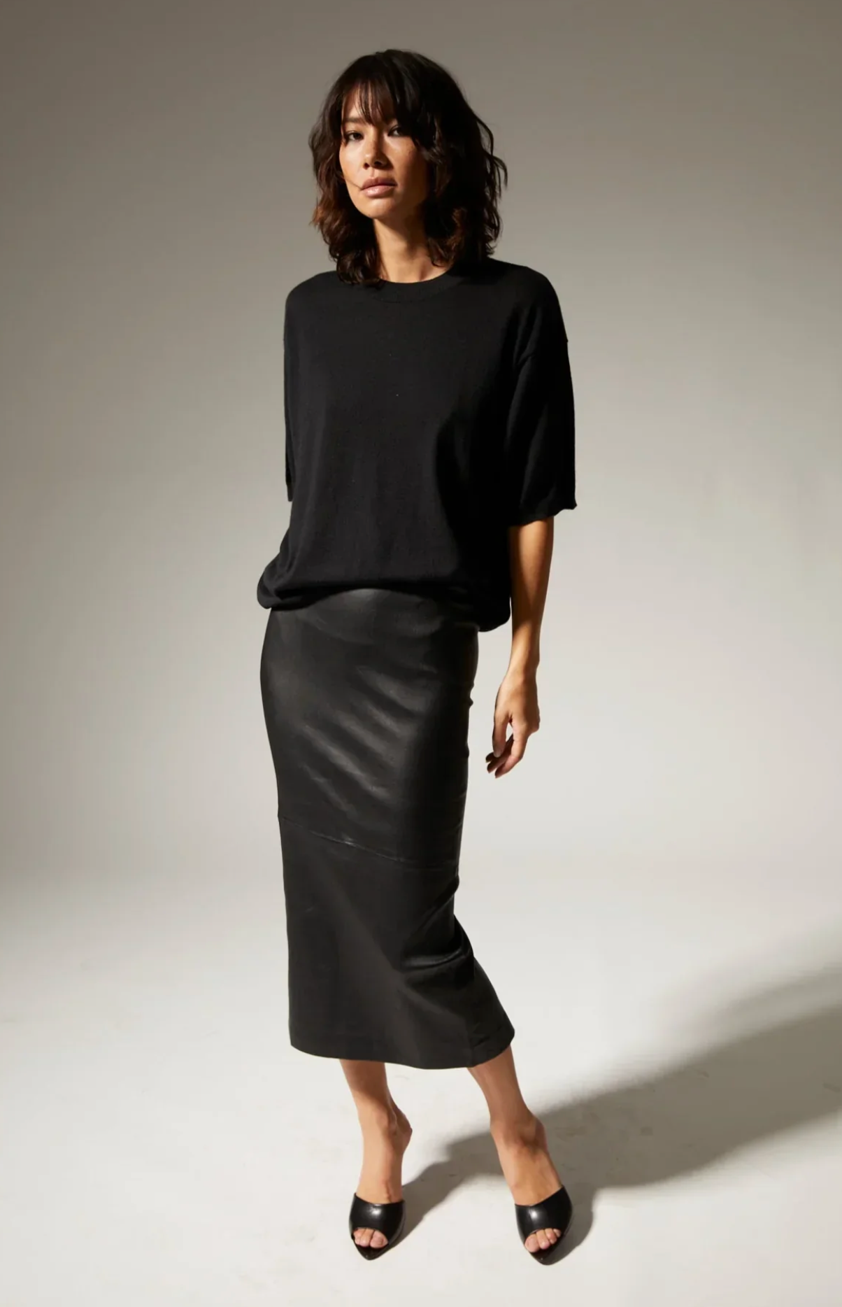 Leather Tube Skirt in Black