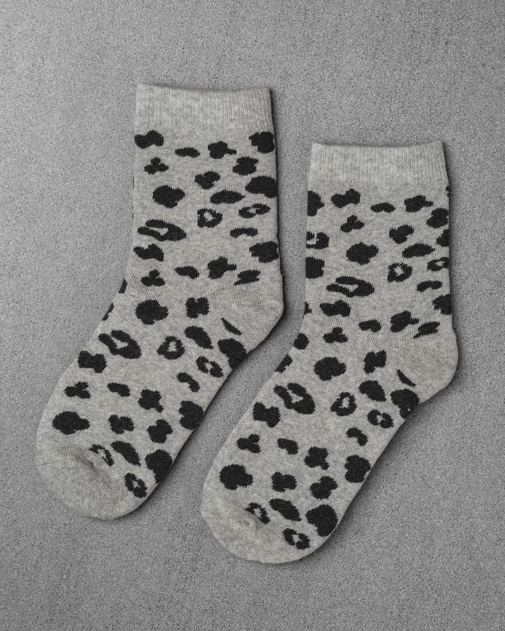 Leopard Socks in Heather Grey