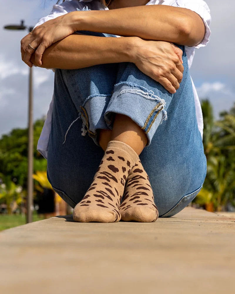 Leopard Socks in Tan