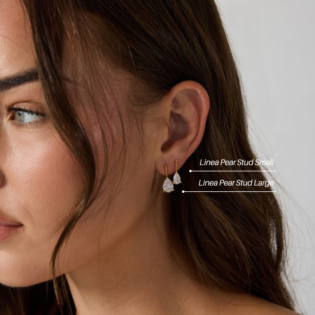 Linea Pear Stud in Sterling Silver | Large