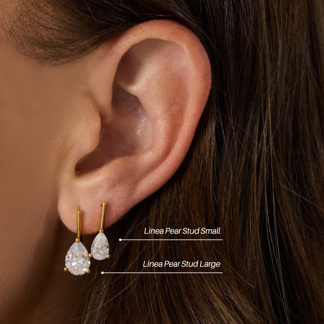 Linea Pear Stud in Sterling Silver | Small