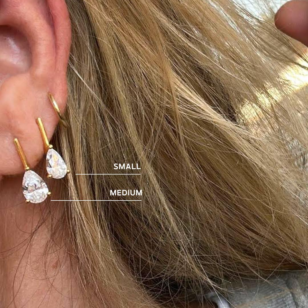 Linea Pear Stud in Sterling Silver | Small
