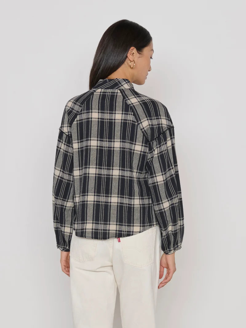 Liz Scarf Blouse in Plaid Rigato