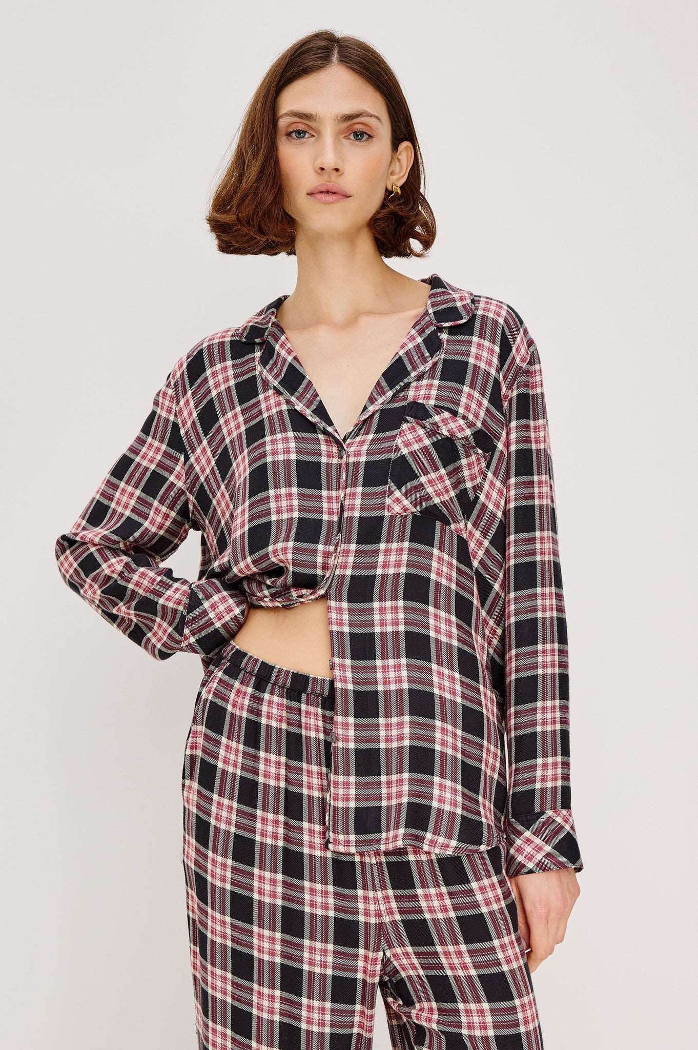 Luna Pajama Set in Onyx Plum