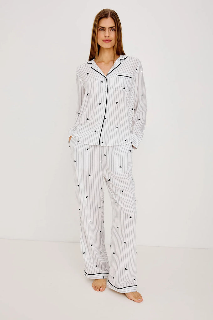 Luna Pajama Set in Striped Onyx Floral