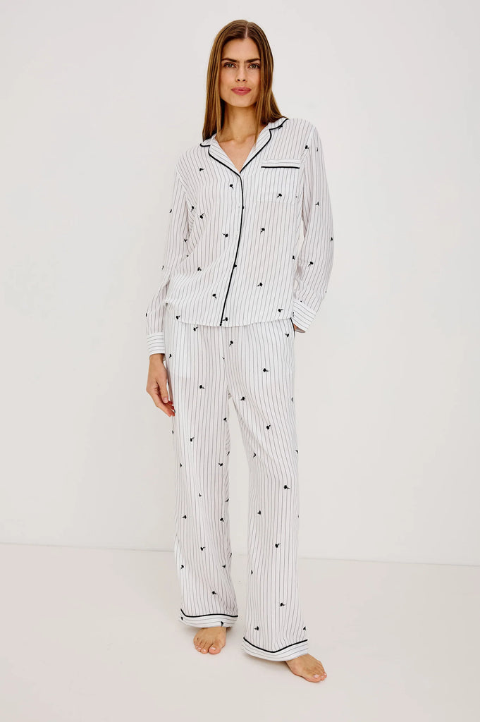 Luna Pajama Set in Striped Onyx Floral