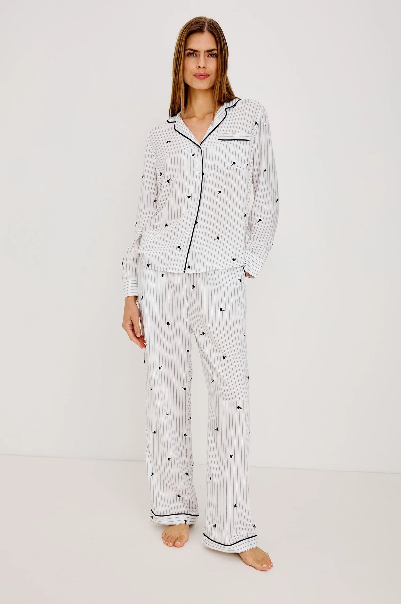 Luna Pajama Set in Striped Onyx Floral