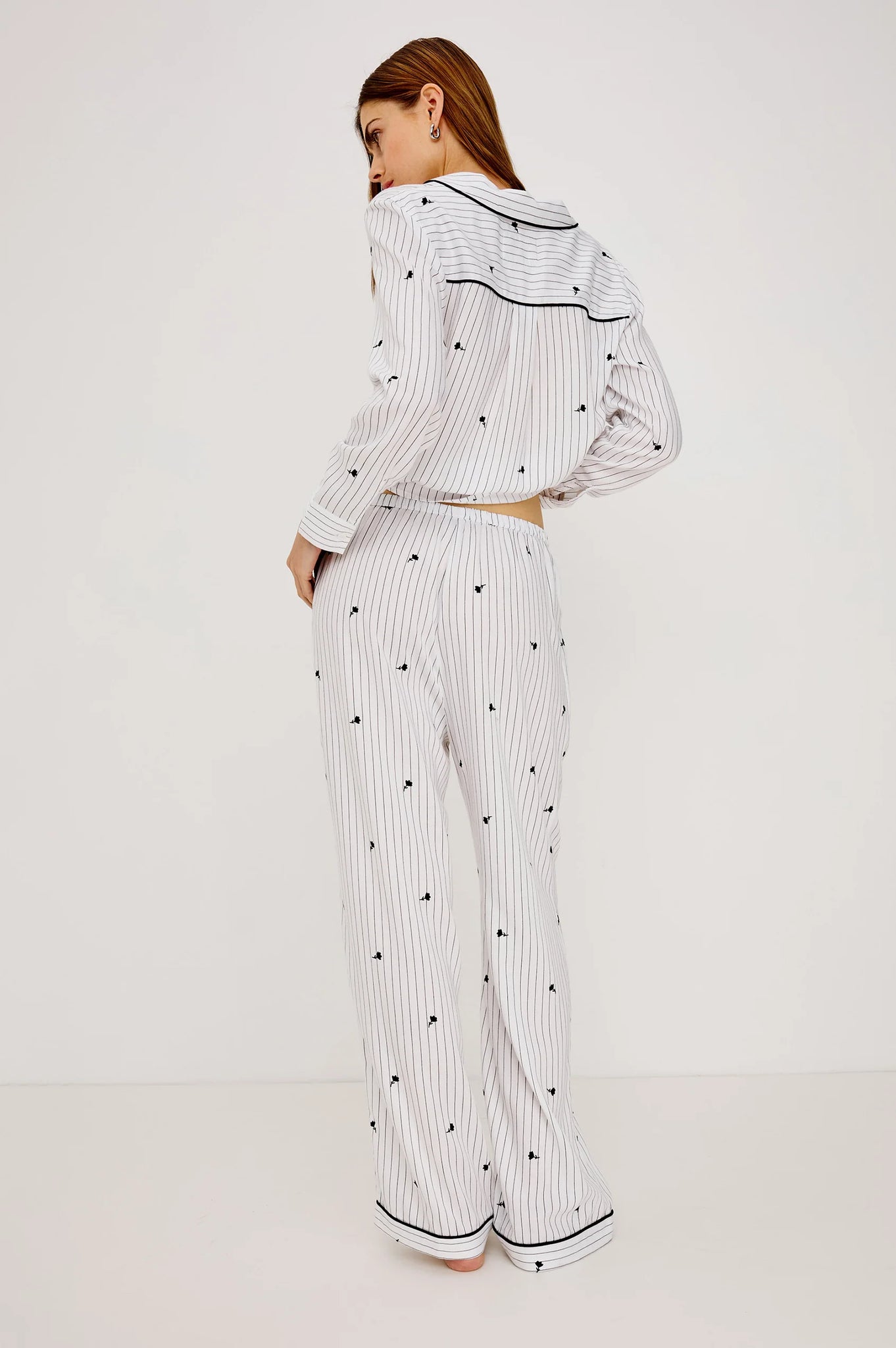 Luna Pajama Set in Striped Onyx Floral