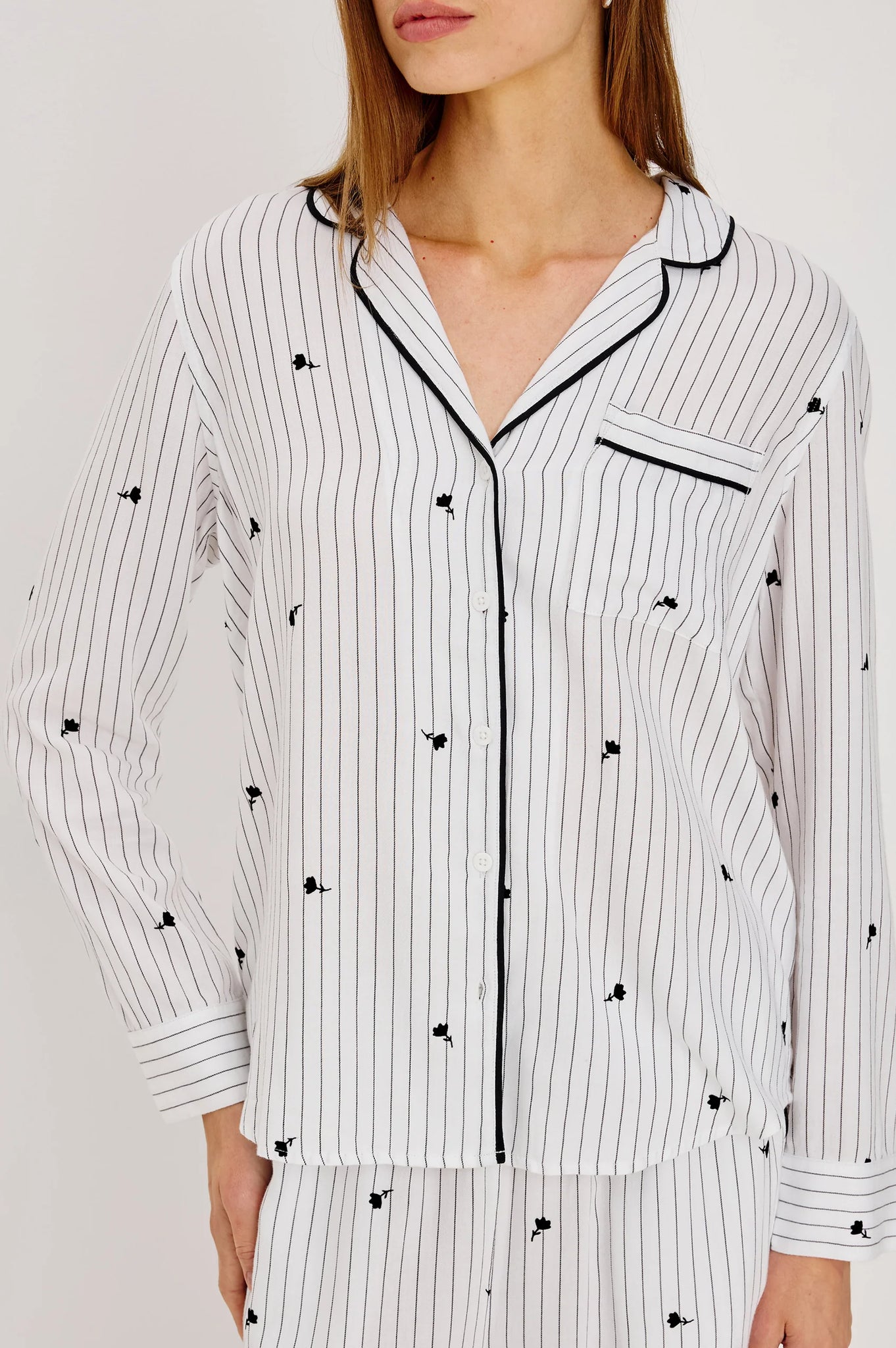 Luna Pajama Set in Striped Onyx Floral