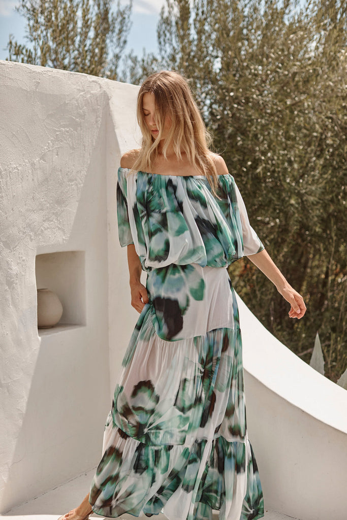 Dylan Top in Verdant Anemone Chiffon