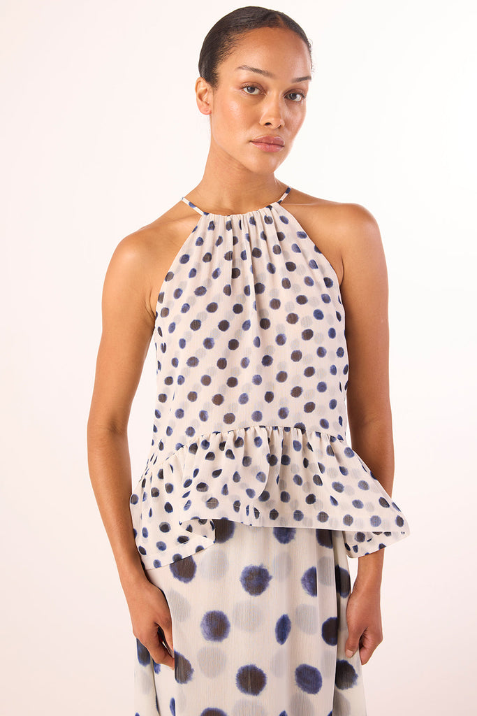 Faith Top in Small Polka Dot Chiffon
