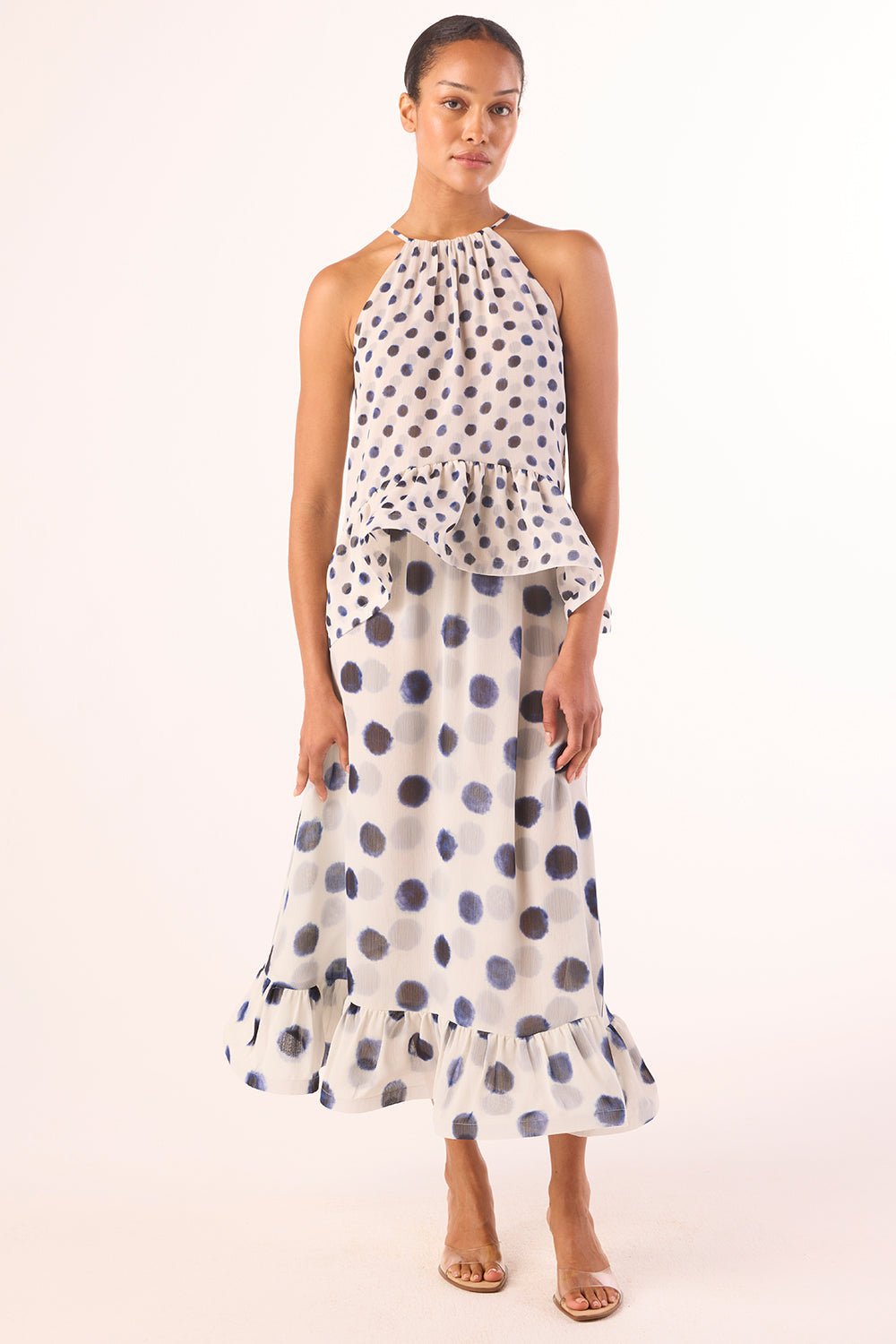 Faith Top in Small Polka Dot Chiffon