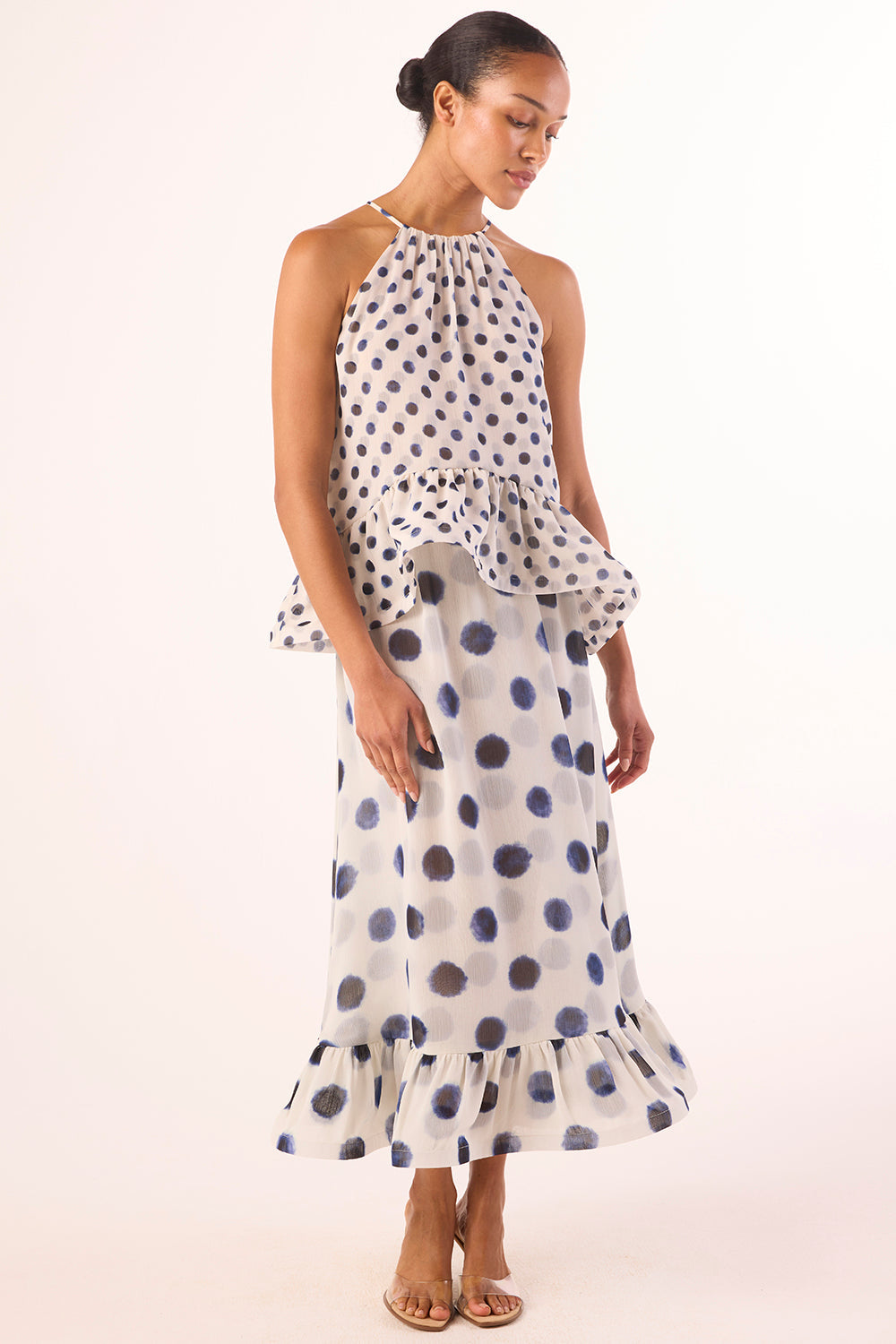 Faith Top in Small Polka Dot Chiffon