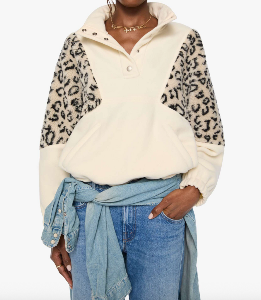 The Funnel Neck Drop Inset in Cream and White
