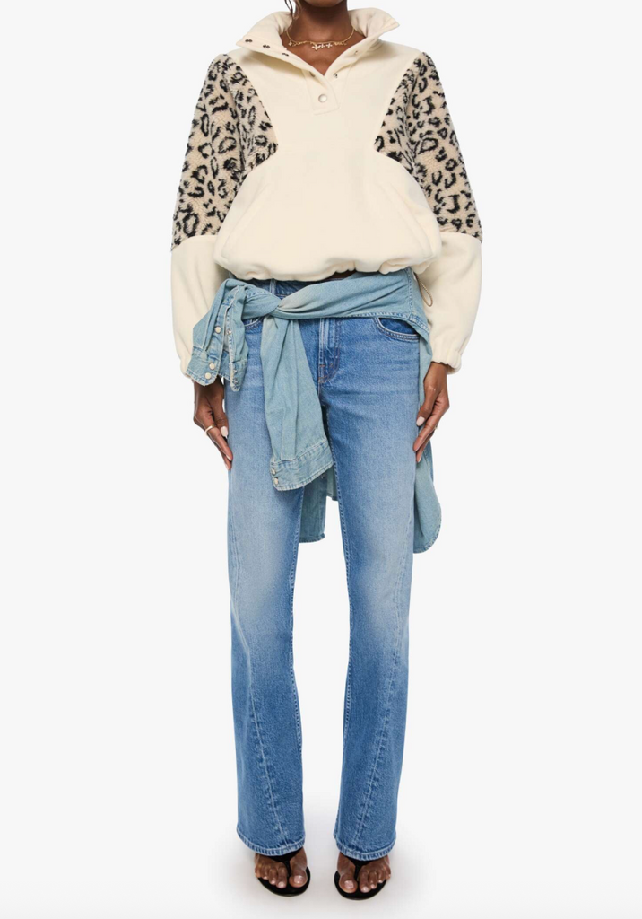 The Funnel Neck Drop Inset in Cream and White