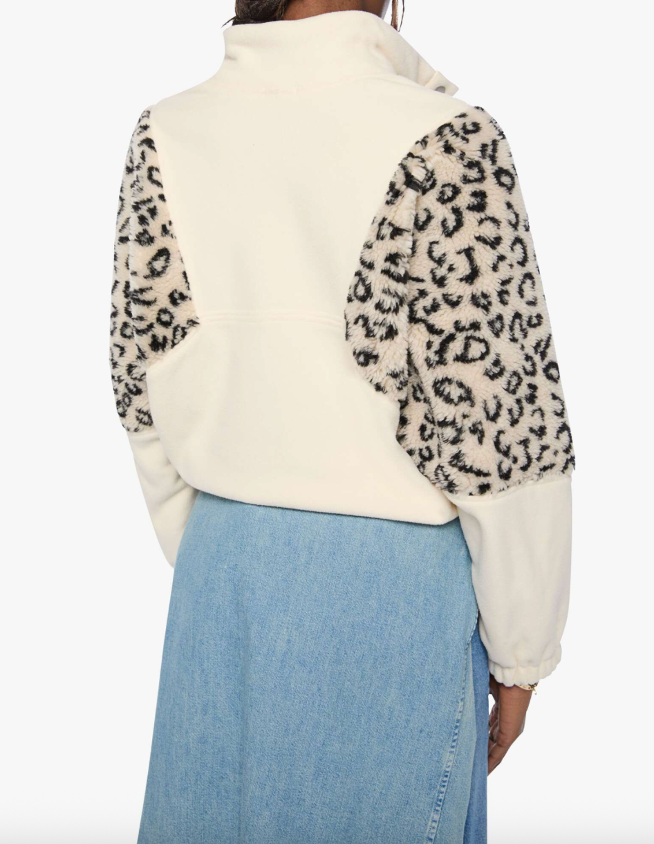 The Funnel Neck Drop Inset in Cream and White