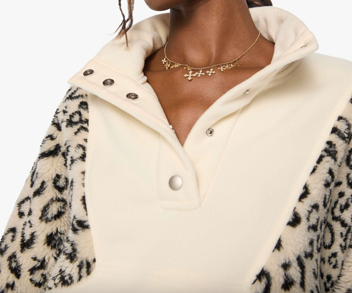 The Funnel Neck Drop Inset in Cream and White