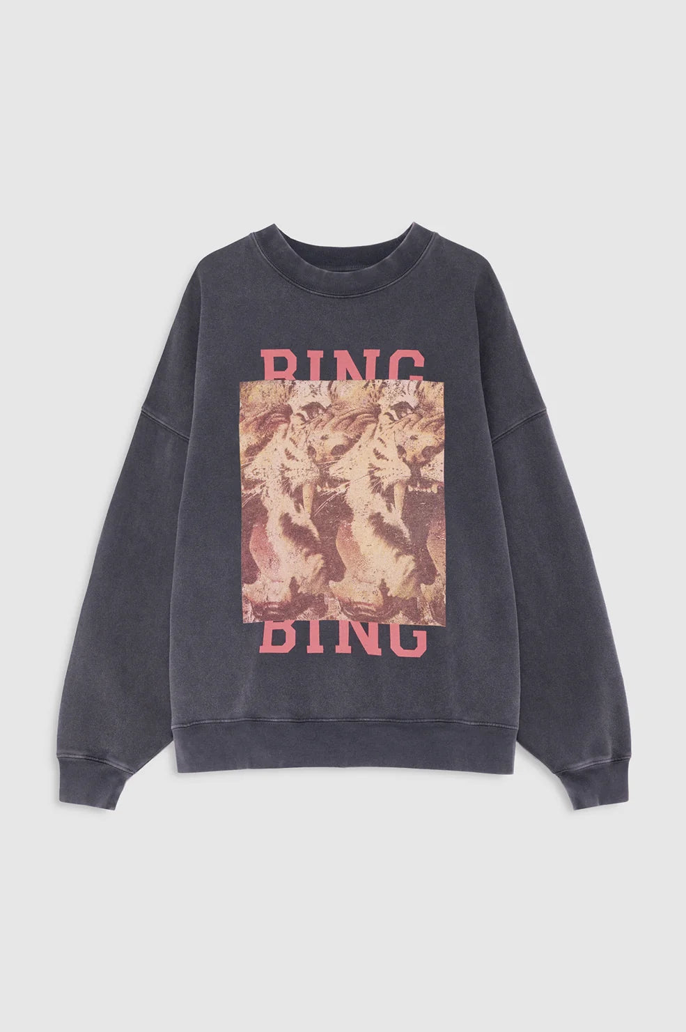 Miles Sweatshirt Tiger Bing in Washed Black