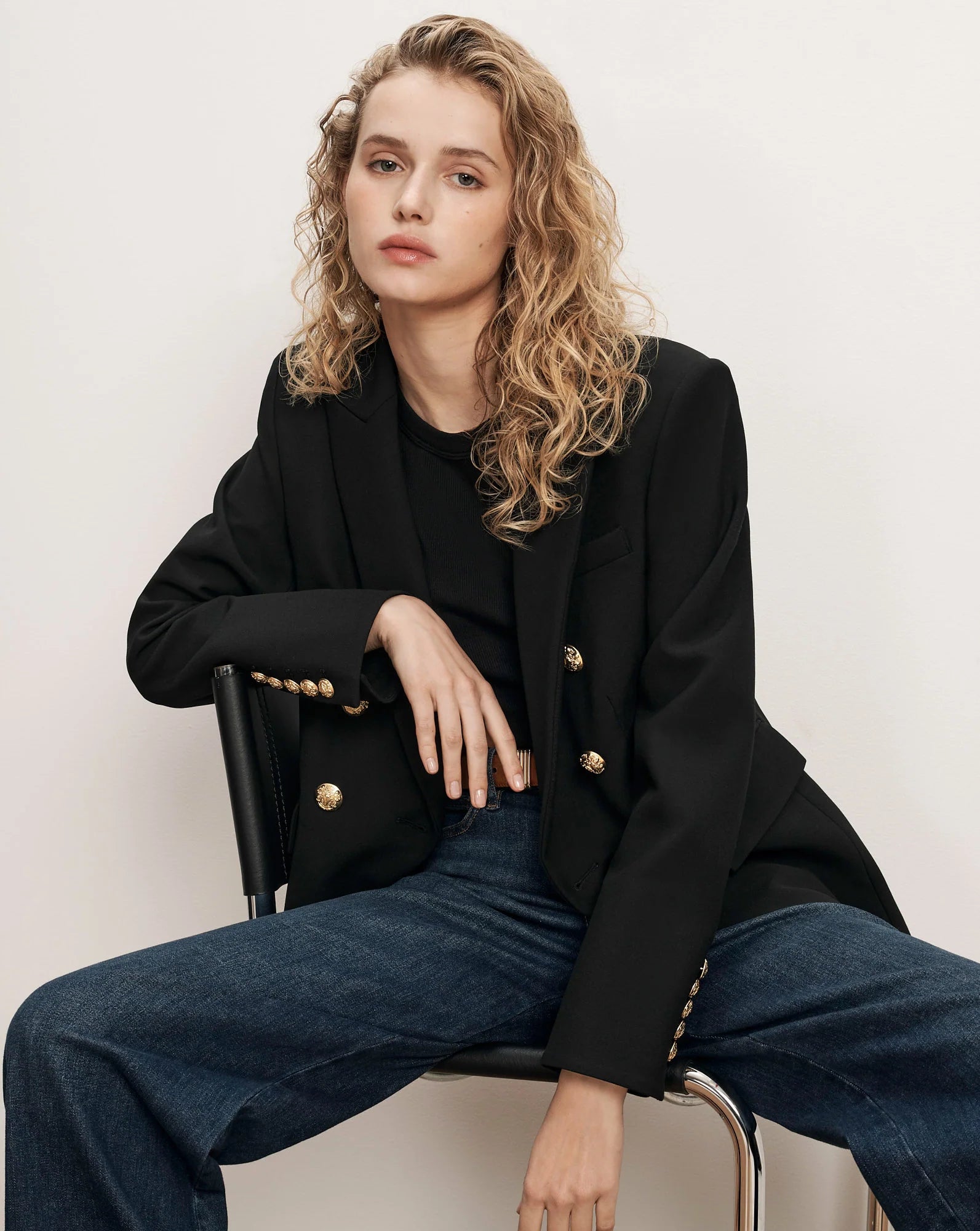 Miller Dickey Jacket in Black Gold Buttons