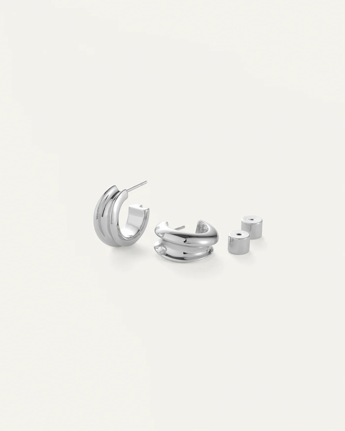 Mini Lennon Hoops in Siver