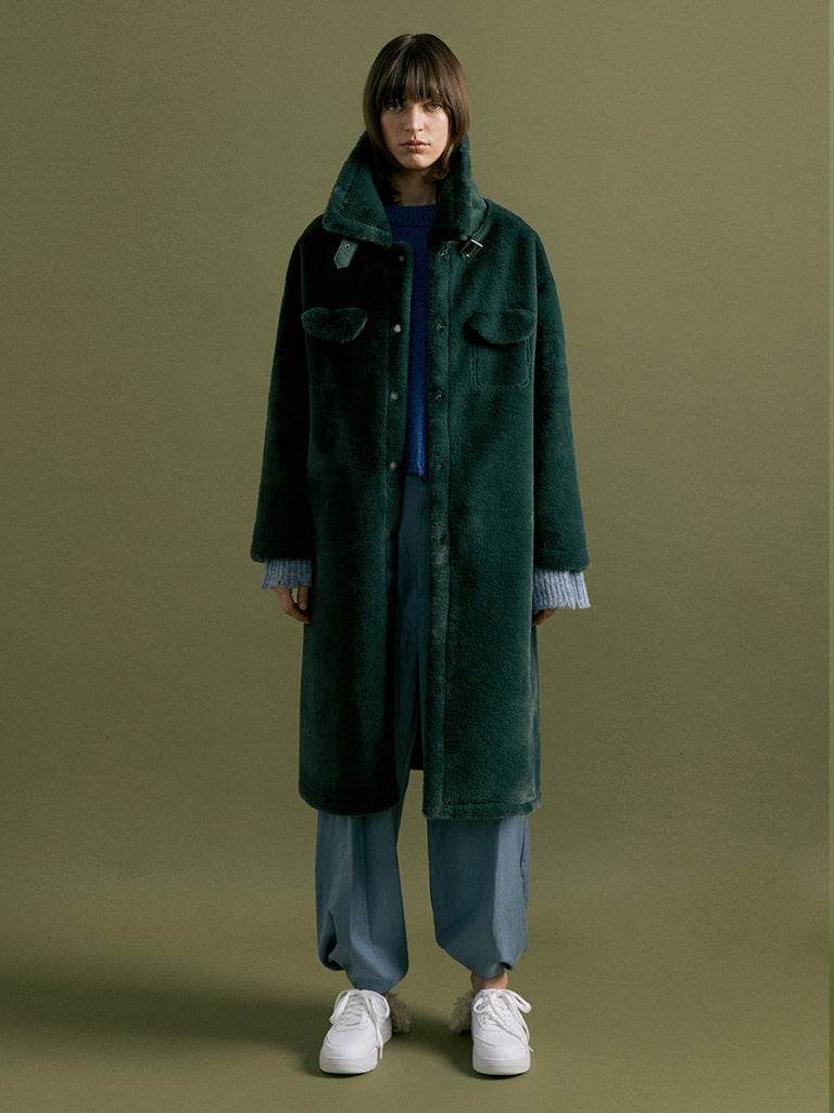 Coco Shearling Coat in Steel
