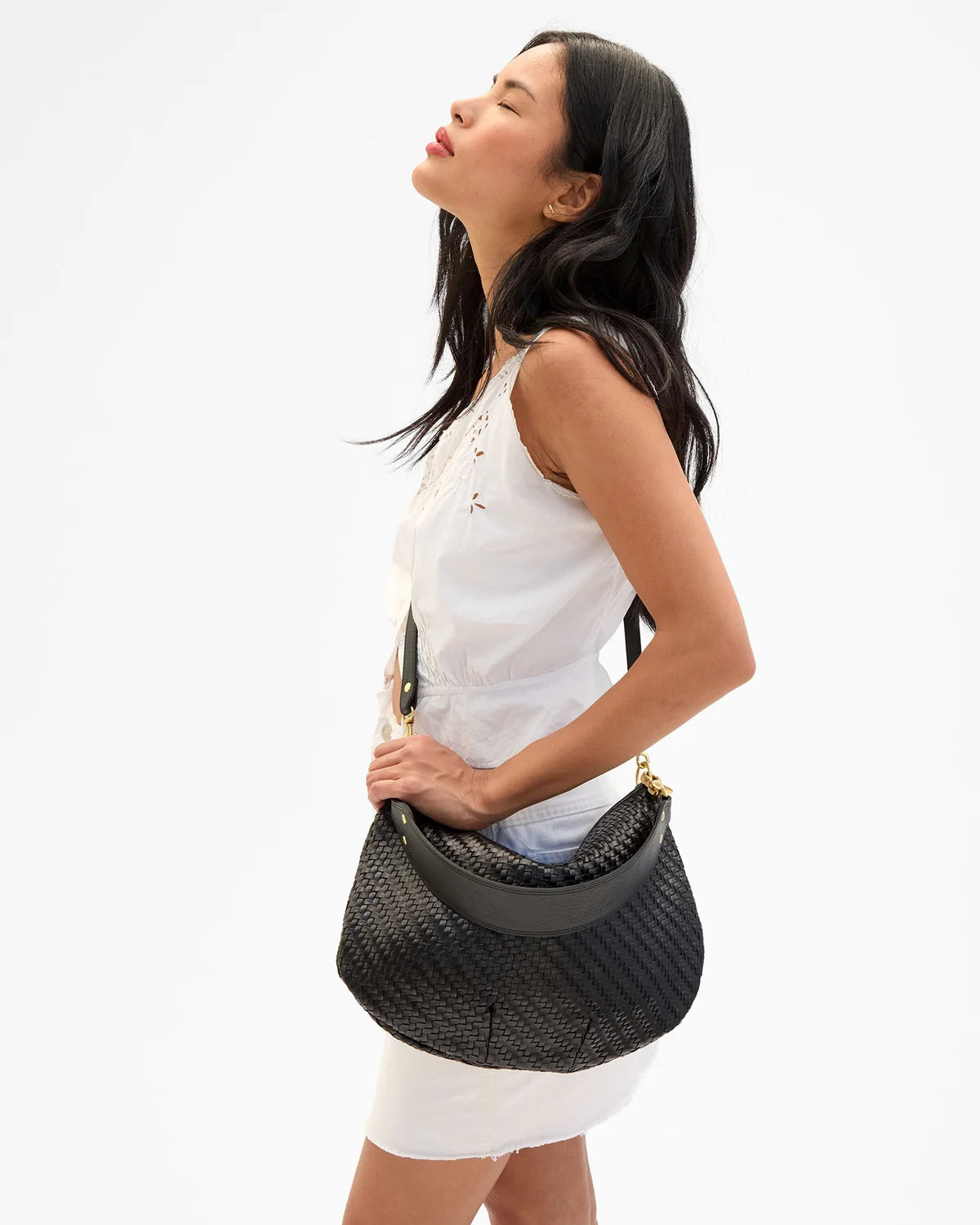 Moyen Messenger in Black Woven Zig-Zag