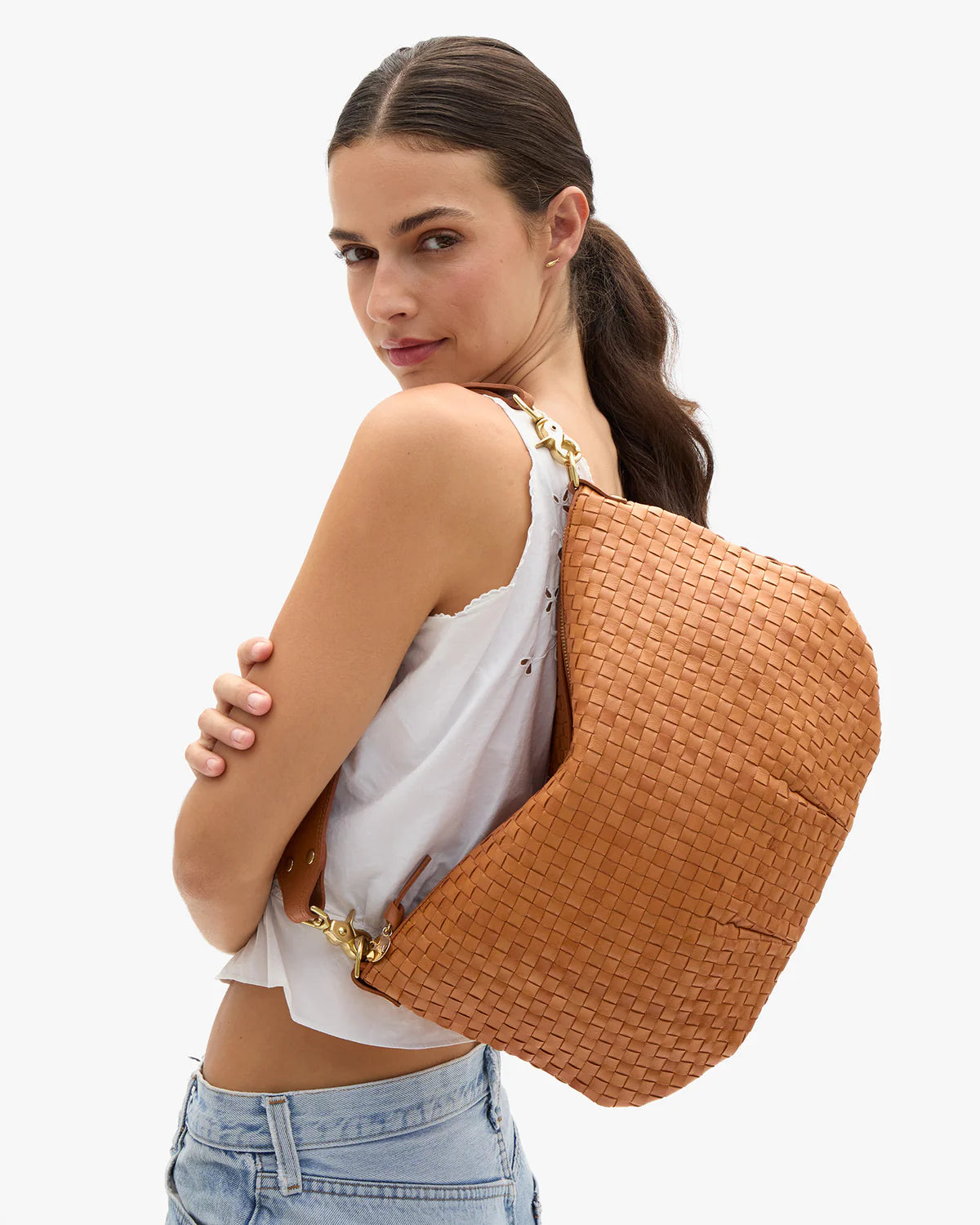Moyen Messenger in Natural Woven Checker