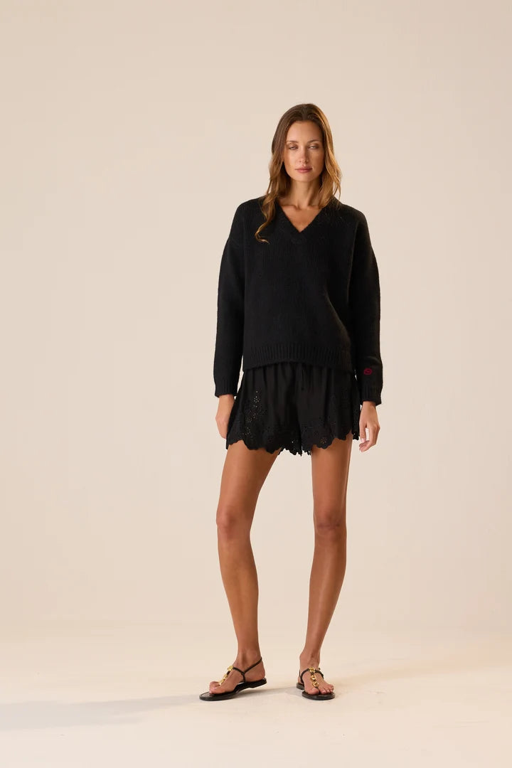 Jasper Short in Black Embroidery