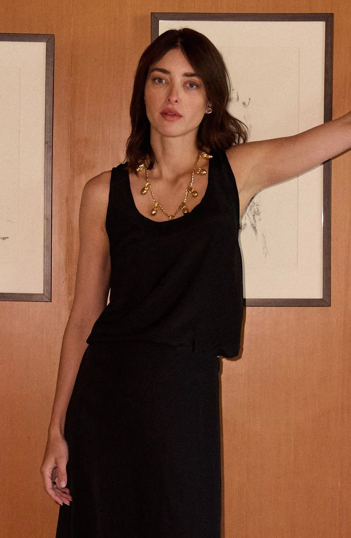 Lenore Top in Black Silk