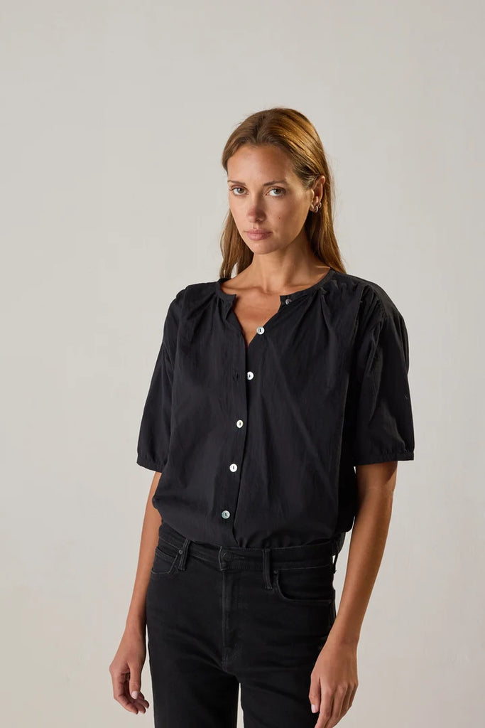 Violet Top in Black Cotton