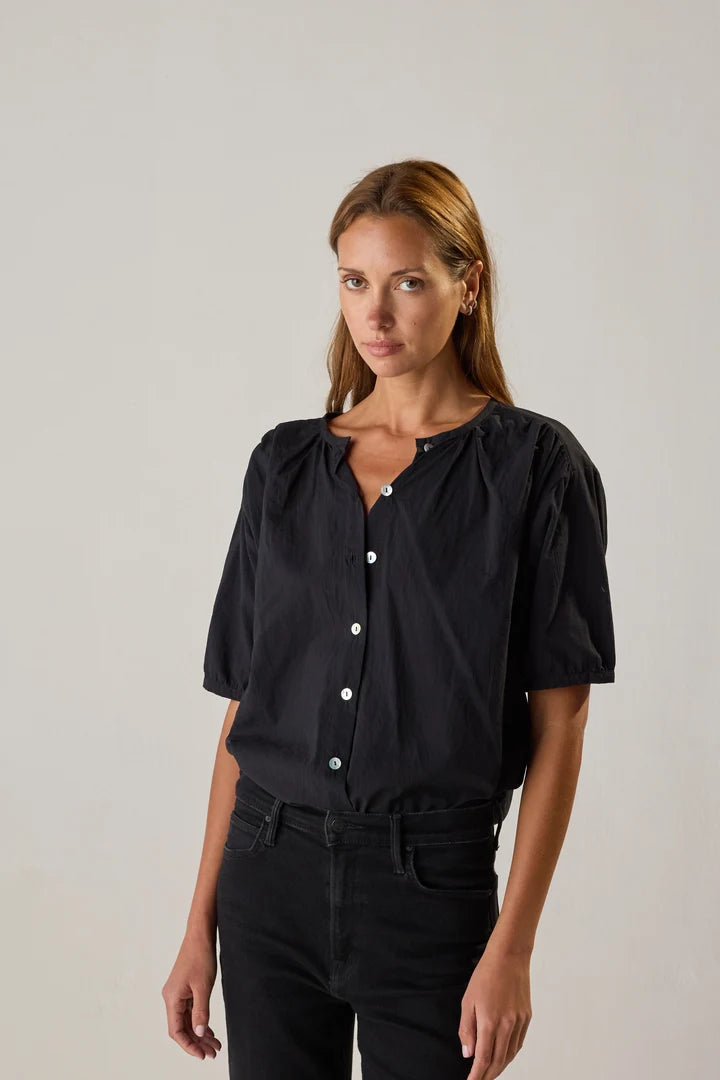 Violet Top in Black Cotton