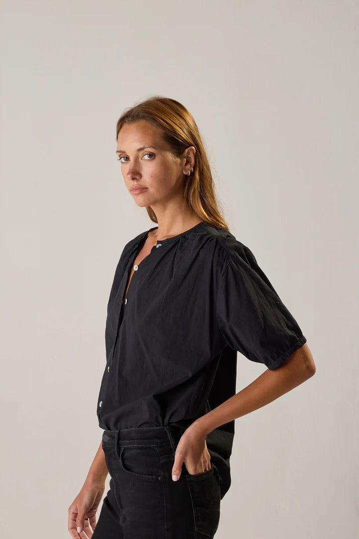 Violet Top in Black Cotton