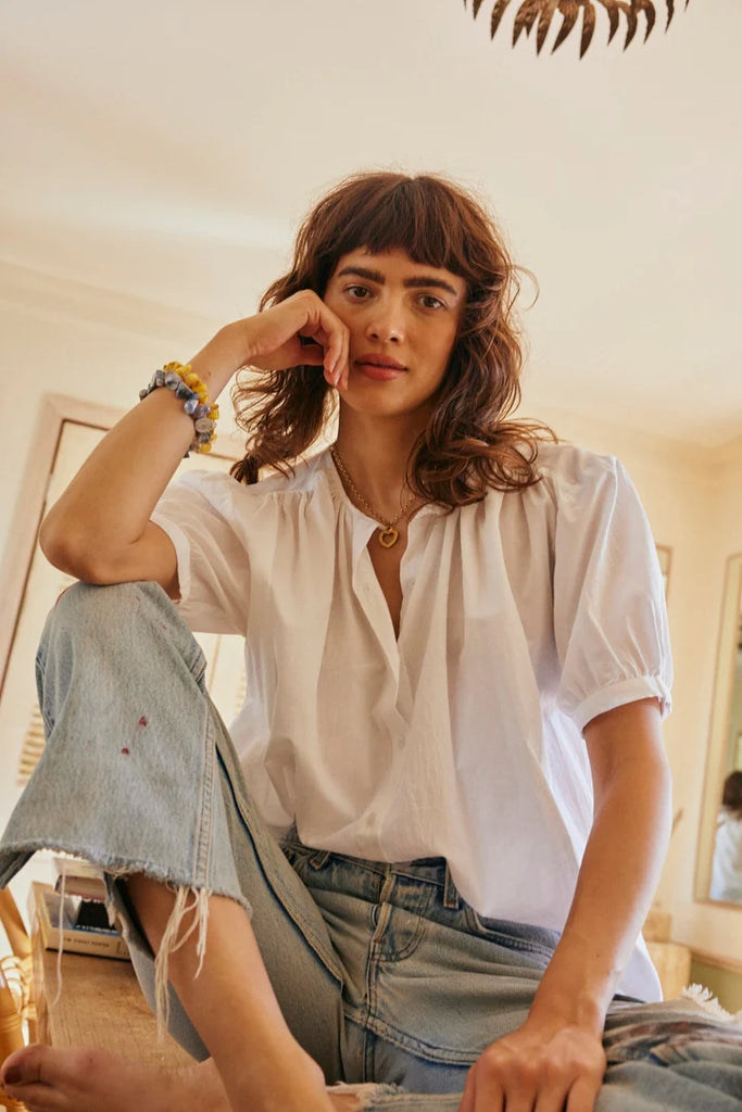 Violet Top in White