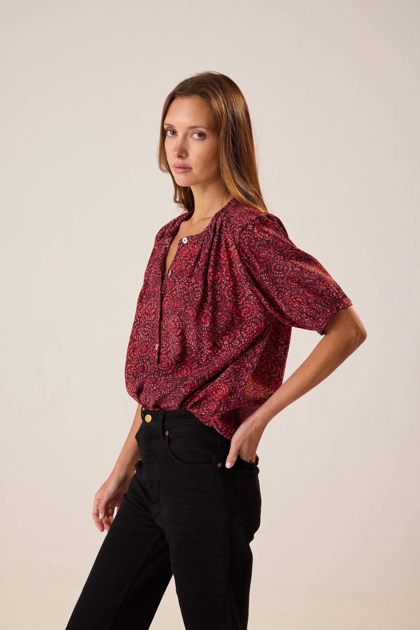 Violet Top in Sunburst Poppy