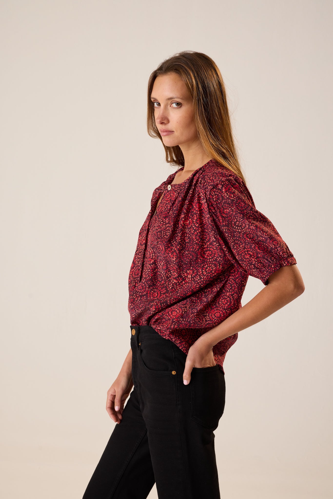Violet Top in Sunburst Poppy